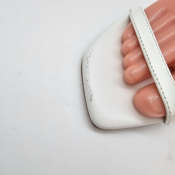 Stuart Weitzman Amelina White Leather Heeled Sandals Size 6 - Picture 4 of 16